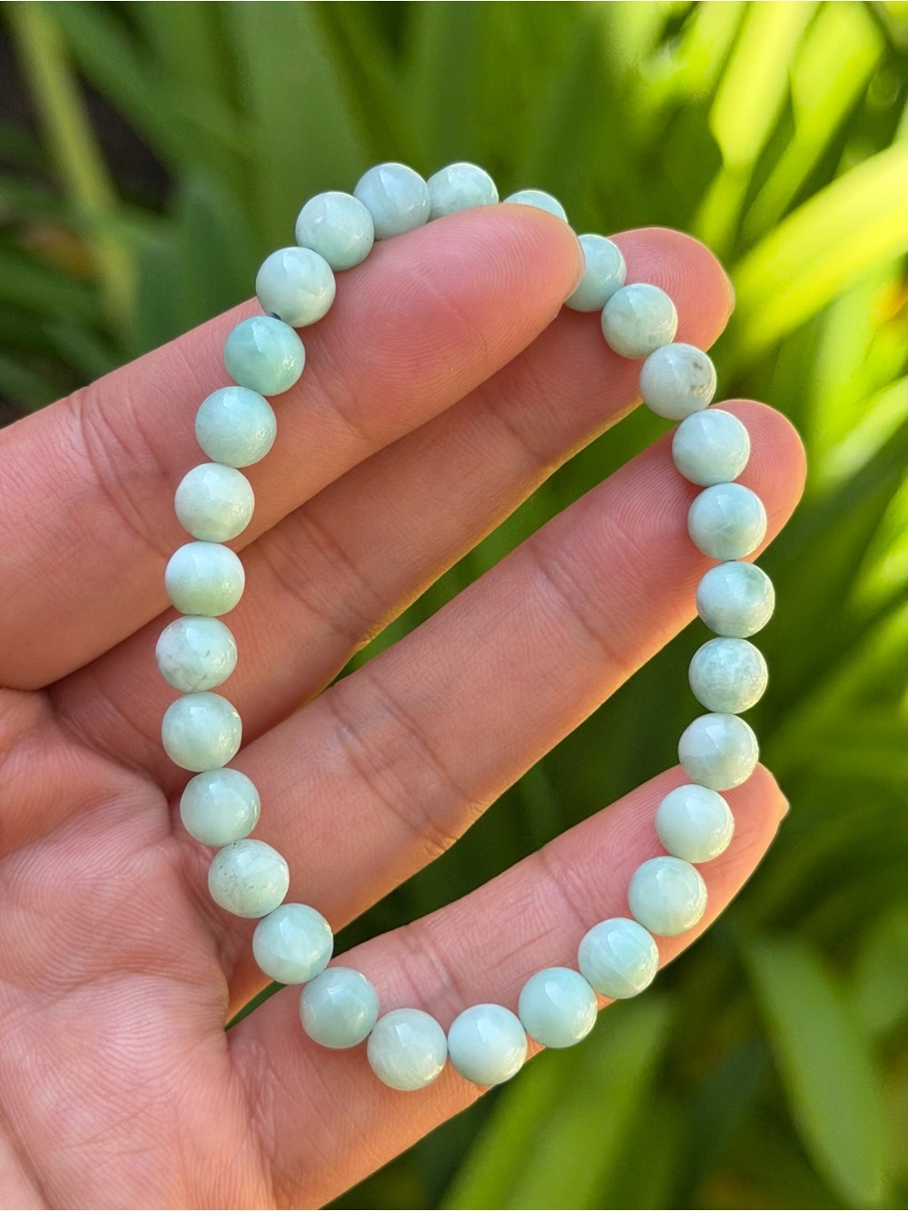 6.5mm Dainty Natrual Larimar Stretch Bracelet 2518 - Picture 5 of 8
